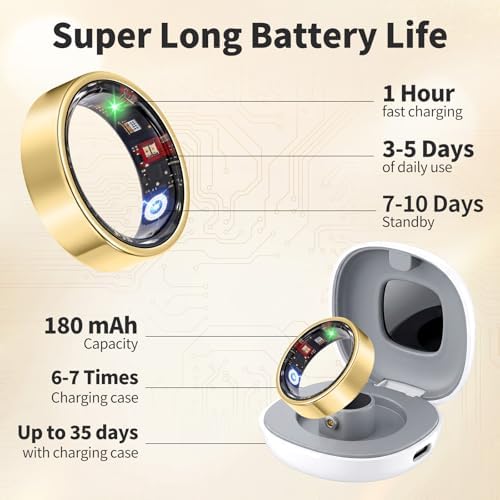 Smart Ring Fitness & Sleep Tracker HR Monitor (Gold, 7) - Image 6
