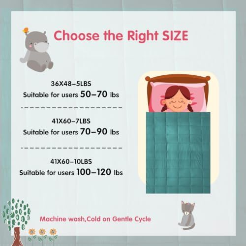 yescool Weighted Throw Blanket 7lbs, 41" x 60", Teal - Image 5