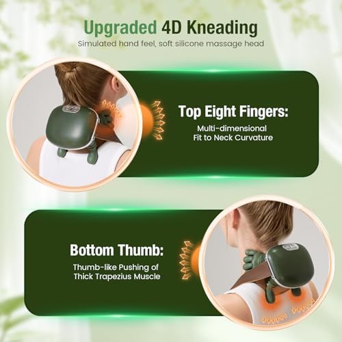 4D Wireless Neck Massager with Heat, Portable Bionic Massage with Real Human Hand Kneading, Neck Massager for Pain Relief Deep Tissue, Body Muscle Pain Relief, Perfect Relaxation Gifts for Men Women - Image 5