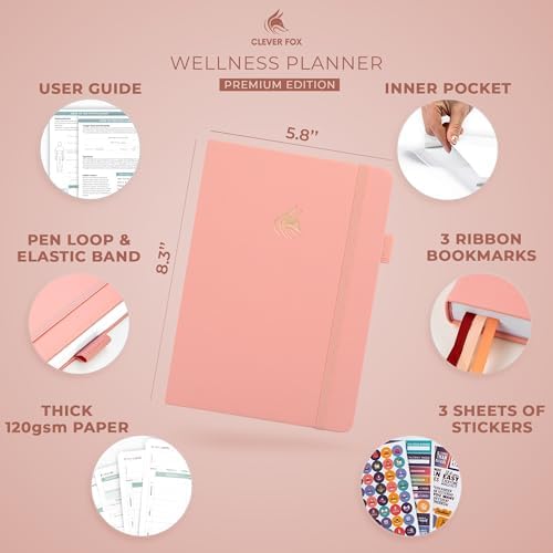Clever Fox Wellness Planner & Food Journal for Weight Loss, A5 Light Pink - Image 2