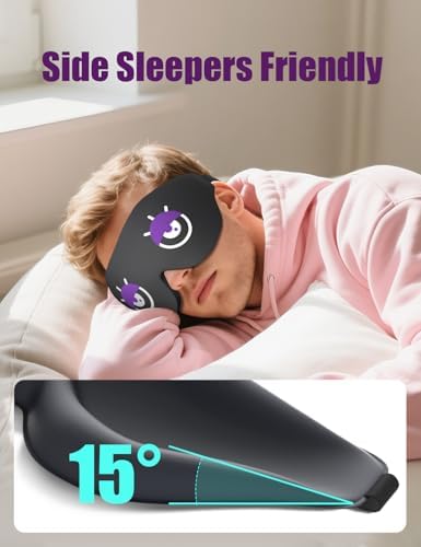 EVA BELLE Sleep Mask Women Men, Comfy Blackout Eye Mask for Deep Sleep, 3D Memory Foam Sleeping Mask, Silk Sleep Eye Cover, Cute Funny Eyeshade Covers, Adjustable Elastic Strap & Soft Breathable - Image 5