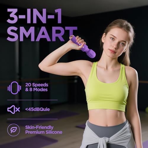 Personal Massager - 4H Max Runtime & Ultra-Quiet - Waterproof - 20 Modes 8 Speeds for Deep Tissue Back Massage, Post-Workout Recovery and Neck Muscle Relaxation(LX-Darkpurple) - Image 3