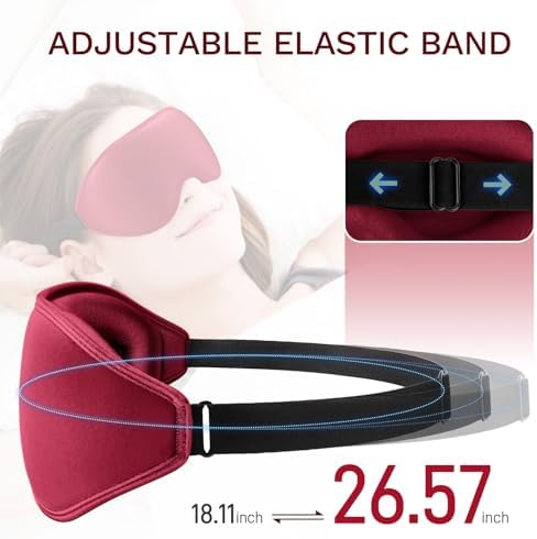 FlyCoco 99% Fully Block Out Light Eye Sleep Mask, 3D Deep Contoured Eyes Cover Zero Pressure, Long Lash Extension Eyes Mask with Adjustable Straps for Sleeping Travel Home Nap Rest Women Men (Red) - Image 6