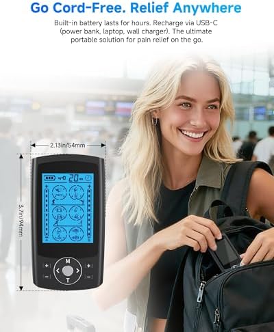 TENS Unit Muscle Stimulator, 24 Modes Dual Channel TENS EMS Machine for Muscle Tension and Back Relief, Rechargeable Pulse Massager with Timer, 6 Upgraded Pads for Neck Shoulder Leg and Knee - Image 6
