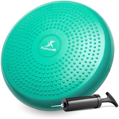 ProsourceFit Core Balance Disc, Inflatable Wobble Cushion with Hand Pump, Dual-Textured Non-Slip Surface for Core, Balance, and Stability Training, 14-inch by PROSOURCE