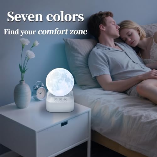 White Noise Sleep Machine with Moon Lamp Night Light,24 Soothing Sounds,Adjustable RGB Color Changing,Sleep Aid for Babies & Adults,Timer & Type-C Rechargeable,Reduces Stress & Improves Sleep Quality - Image 4