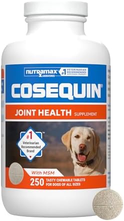Nutramax Cosequin Joint Supplement for Dogs, MSM+HA, Chew Tablets, 250ct by Unknown
