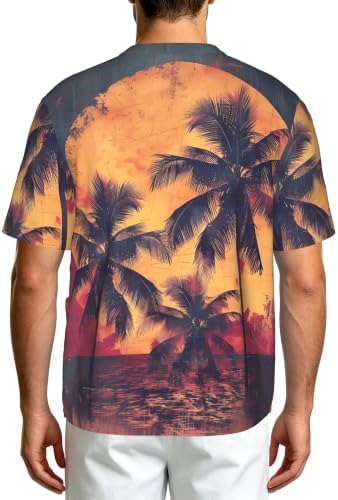 Men's Scrub Top,V-Neck Spill Wrinkle Resistant,3 Pockets-Palm Silhouettes (2) - Image 2
