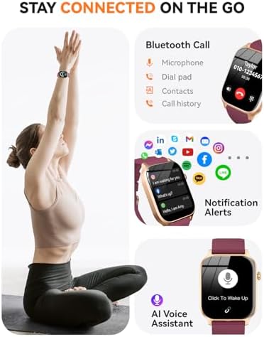 Smart Watches for Women Men, Fitness Tracker Watch with 110 Sports Modes, Step Counter/Sleep Monitor/Pedometer, IP68 Waterproof, Bluetooth Call & Music Control Smartwatch for iPhone/Android,Wine Red - Image 2