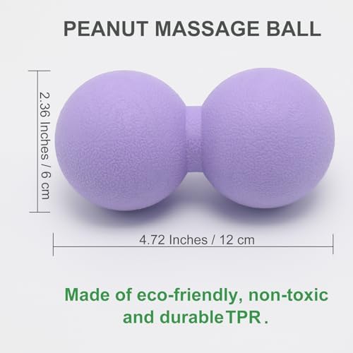 Hard Peanut Massage Ball, Double Lacrosse Massage Ball. Deep Tissue Massager Mobility Roller for Physical Therapy Myofascial Release Trigger Point Muscle Relax Pain Relief Acupressure (Purple) - Image 2