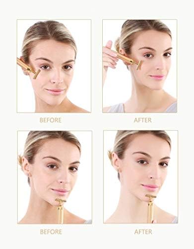 Beauty Bar 24k Golden Pulse Facial Massager, T-Shape Electric Sign Face Massage Tools for Sensitive Skin Face Pull Tight Firming Lift - Image 5