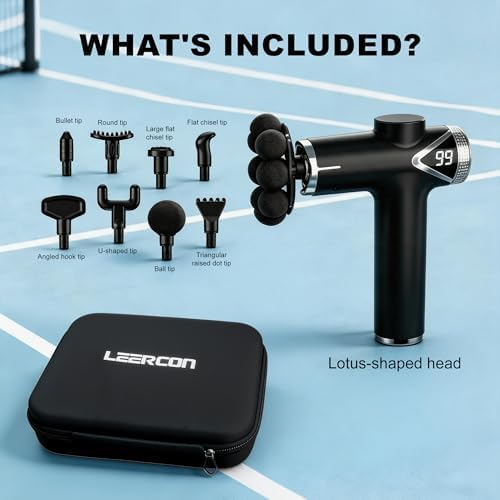 LEERCON Massage Gun Deep Tissue Back Massager for Pain Relief with 9 Heads - Image 6