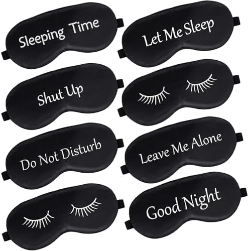 Geyoga 8 Pack Silk Funny Sleep Masks for Women Sleep, Dark Colors by Geyoga