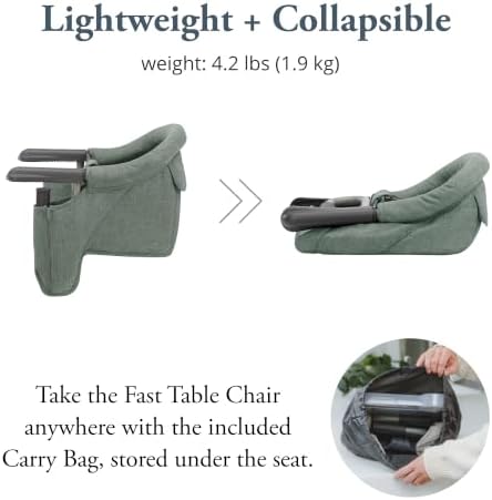 Inglesina Fast Table Chair - Pine Green Melange + Fast Dining Tray - Portable Baby High Chair - for Babies & Toddlers up to 37 lbs - Fits Tables 0.8'' to 3.5'' Thick - Compact - Travel Bag Included - Image 4