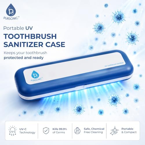Pursonic Portable UV Toothbrush Sanitizer Case - Travel Toothbrush Sanitizer and Holder - For Electric and Manual Brush Heads with UV Light & Auto Shut Off Timer - Image 2