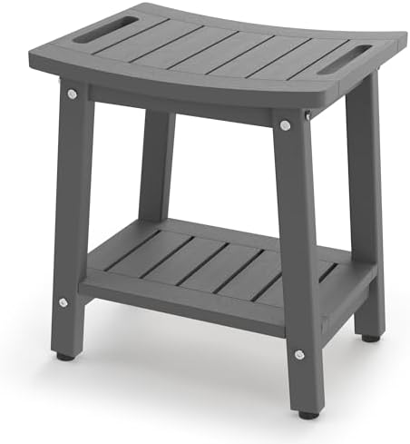 Waterproof HDPE Shower Bench for Inside Shower, Shower Stool, Grey by BEKVEMLIVING