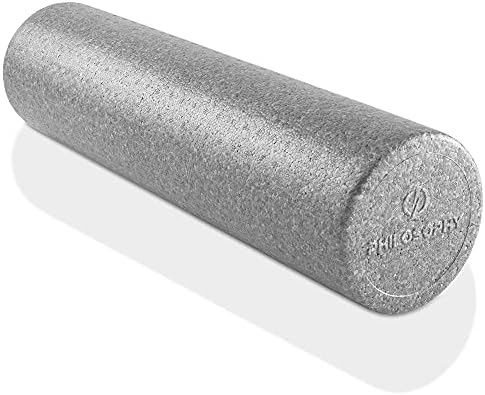 Philosophy Gym 24" High-Density Foam Roller for Exercise, Massage, Muscle Recovery - Round, Gray by PhilosophyGym