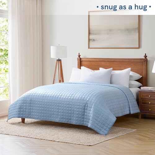 YnM Cooling Weighted Blanket for Adults, 15lbs Heavy Bed Throw Comforter with 100% PE Fabric, Ideal for Hot Sleepers or Summer Days(48x72 Inches for Twin/Full Bed, 15 Pounds,Blue) - Image 4