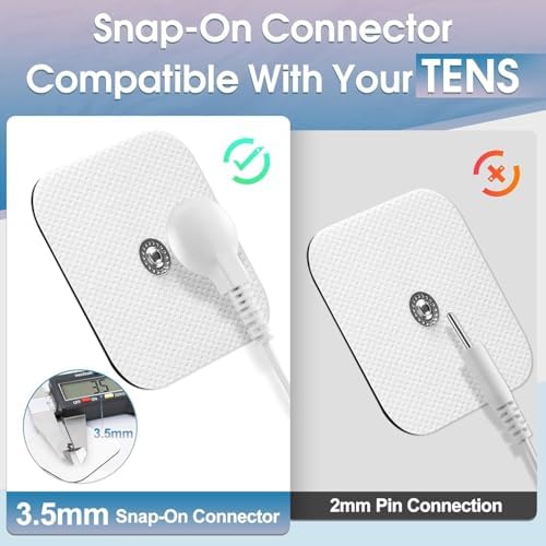 TENS Unit Replacement Pads, 48 Pcs 2"x2" Snap Adhesive Electrodes Pads, Reusable Tens Pads for EMS Muscle Stimulator, Using 3.5mm Snap Connector - Image 2