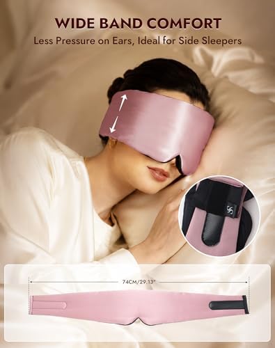 SilkSilky 22 Momme Mulberry Silk Sleep Mask for Side Sleepers, Pale Mauve - Image 5