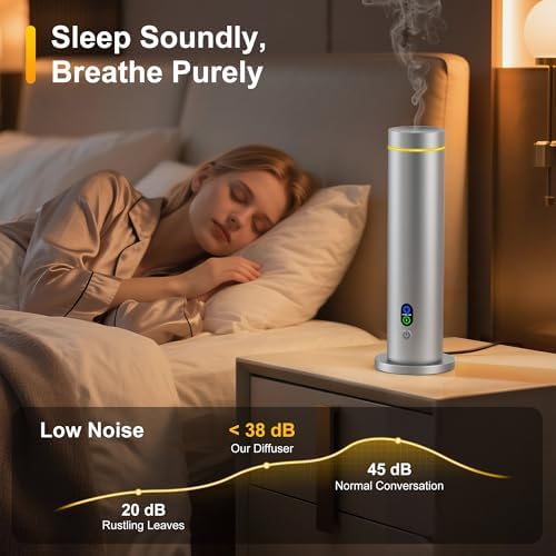 Maromalife Waterless Diffuser, Essential Oil Diffuser, 1000 Sq.Ft Coverage Scent Diffuser – Plug-in Only, Adjustable Mist, Remote, Mood Lights for Home & Office, Large Room, Hotel, Silver - Image 3
