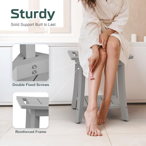 Waterproof HIPS Shower Bench for Inside Shower, Shower Stool, Grey - Image 4
