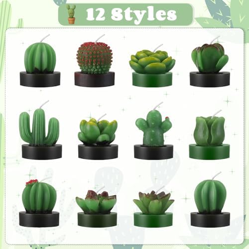 Lyrow 24 Sets Employee Appreciation Gift Cactus Tealight Candles Set Mini Handmade Succulent Candle Planter with Matchbox, Office Thanks Gift for End of Year Staff Team Teacher Volunteer - Image 2