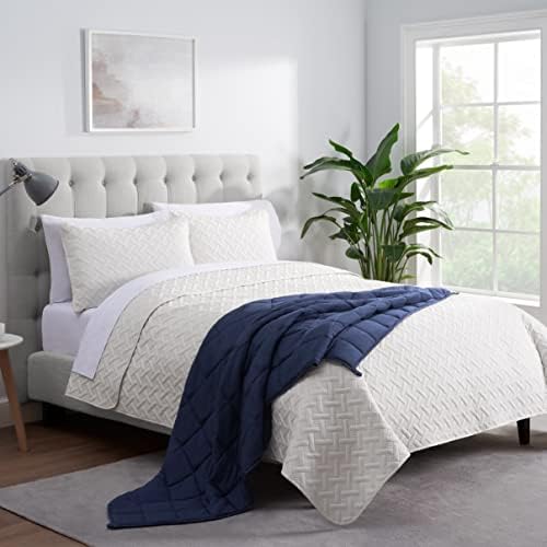 SERTA Zen Rest Wrinkle Resistant Adult Heavy Weighted Throw Blanket Filled with Glass Beads, 15 lbs (60 in x 80 in), Navy - Image 3