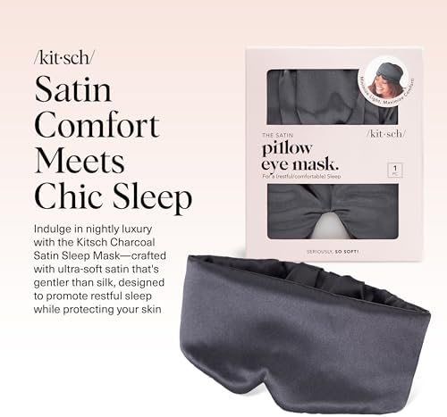 Kitsch Satin Sleep Mask | Eye Masks for Sleep - Charcoal Black - Image 2