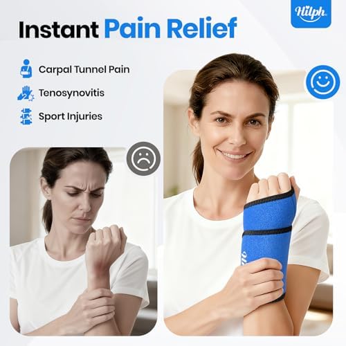 Hilph Wrist Ice Pack Wrap, Carpal Tunnel Relief Wrist Brace with Gel Pack - Image 2