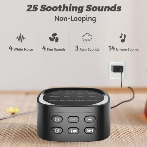 Sleepbox Sleep White Noise Sound Machines with 25 Soothing Sounds 36 Volume Levels 5 Timers Visible Sound Catalog Portable Size Memory Function for Home Office and Travel - Image 2