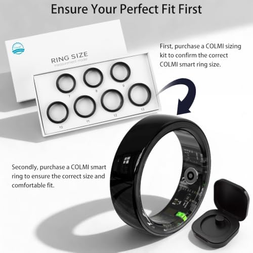 Smart Ring for Women, Health Tracker & 5ATM, COLMI R02. (Black Ceramic, 9#) - Image 2
