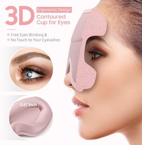 BeHoomi Sleep Mask, 2 Packs Premium Eye Mask for Sleeping, Total Blackout, Superior Soft Comfort, Upgraded 3D Ergonomic Designed Sleeping Mask for Home, Office, Travel, Meditation, Yoga, Blue & Pink - Image 3