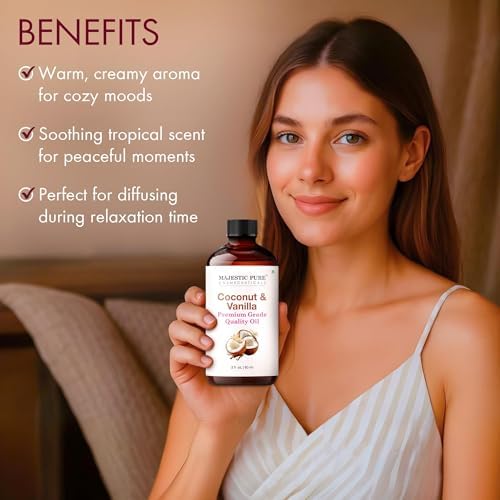 Majestic Pure Coconut Vanilla Essential Oil for Diffuser - 2 Fl Oz - Image 5