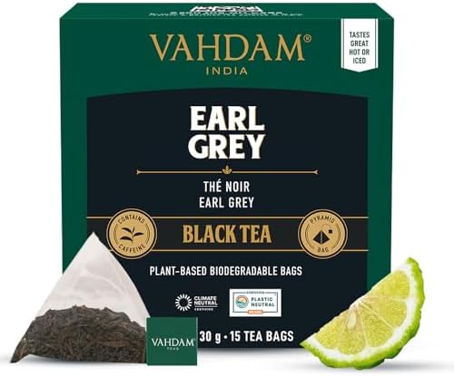 VAHDAM, Earl Grey Citrus Tea (15 Pyramid Tea Bags) 100% Natural Long Leaf Earl Grey Tea Bags | Aromatic & Delicious, Black Tea Bags Blended with Natural Bergamot | Brew as Hot/Iced Tea Bags by Unknown