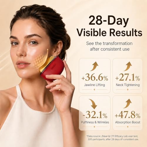 ZDEER GS5 Electric Heated Gua Sha Kit, Red Light Face Massager Tool, Red - Image 3