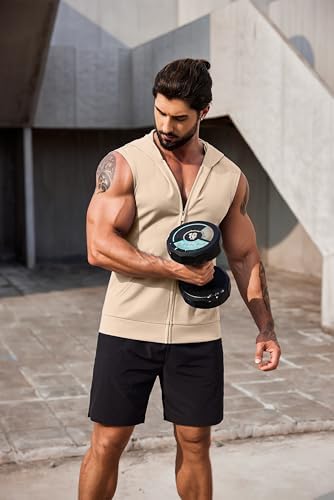 COOFANDY Men's Workout Hooded Tank Tops 2 Pack Zip Up Sleeveless Gym Shirts Muscle Cut Off T Shirt Bodybuilding Hoodies - Image 3