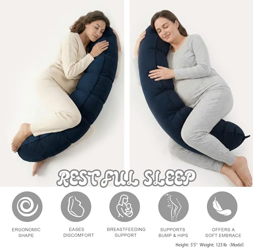 Peallow(Pat. Pend) – Long Round Body Pillow for Adults, Bolster Pillow for Sleeping, Soft and Supportive Pillow for Sleeping & Lumbar Support (Teal Blue,59") - Image 5
