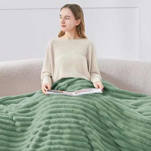 BEDELITE Ribbed Green Throw Blanket for Couch, 50"x60" - Image 3