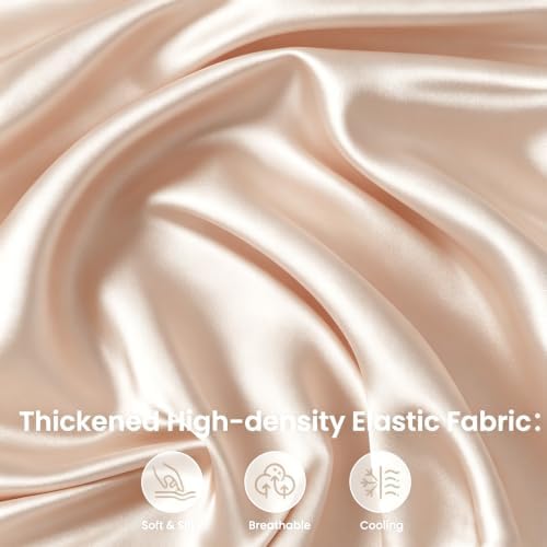 Thickened Satin Pillowcase, Elastic 16 * 24In Pillow Cover for Cervical Pillow or Memory Foam Pillows, Smooth & Soft Hair and Skin Friendly, Queen Size with Zipper Champagne - Image 3