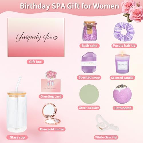 Birthday Gifts for Women, Relaxation Spa Gift Basket, Self Care & Thinking of You Care Package for Her, Mom, Wife, Girlfriend (Lavender Scent) - Image 6