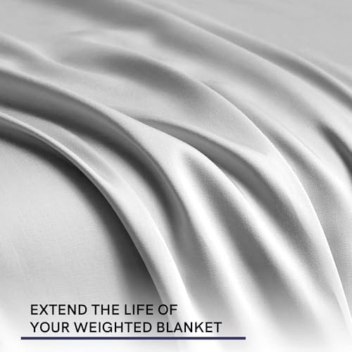 YnM Exclusive Cooling Duvet Cover for Weighted Blankets with 16 Strings (Light Grey, 88"x104") - Image 4
