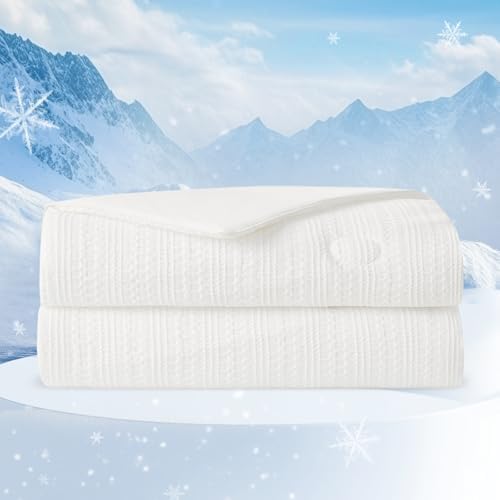 Waffle Cooling Comforter Blanket for Hot Sleepers, King Size, White by Am%C3%A9lieHome