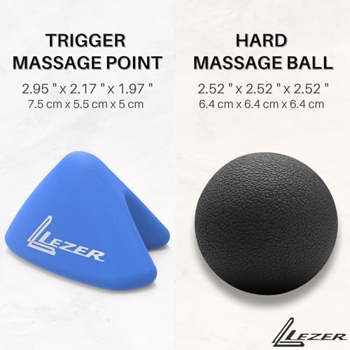 LEZER, Trigger Massage Point, Manual Massage Ball, Muscle Knots Relief Tool, Myofascial Release, Physical Therapy, Plantar Fasciitis, Set of 2 (Blue Trigger and Black Ball) - Image 2