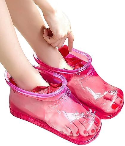 WMHYLYH Movable Foot Soaker, Portable Feet Soaking Tub Massage Foot Bath Shoes, Bath Massager Basin Pedicure Feet Spa Shoes for Thermal Massage to Promote Blood Circulation (Large, Red) by WMHYLYH