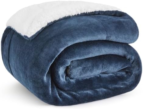 Bedsure GentleSoft Sherpa Fleece Throw Blanket for Couch, Non-Heated, Thick and Warm Throw for Women and Men, Soft Fuzzy Plush Blanket for Winter, Slate Blue, 50x60 Inches by Unknown