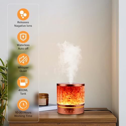 Essential Oil Diffuser Himalayan Salt Lamp Combo 400ml Ultrasonic Cool Mist with 7 Color Changing LED Perfect for Large Rooms Aromatherapy Diffuser Ideal Gift for Moms, Women, and Birthdays - Image 5