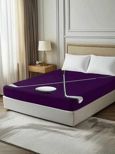California King Flat Sheet Golf Ball Club Flat Sheets Only Soft Breathable Microfiber Bedding Top Sheets Luxury Hotel Quality Game Sports Purple Cal King Bed Sheet for All Season Bedroom Dorm Decor - Image 7