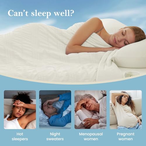 Cozy Bliss Seersucker Cooling Comforter Queen Size, Q-Max 0.45 Reversible Lightweight Cooling Blanket, Breathable Silk Smooth Summer Bedding Quilt for Hot Sleepers Night Sweats Cream White - Image 3