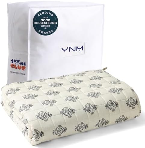 YnM 17lbs Weighted Blanket for Adults, Linen Heavy Bed Throw Blanket with Cooling Glass Beads for All Season Use, Ideal for ~160lbs (60x80 Inches, Queen, Damask) by YNM